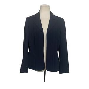 Kasper black striped open front blazer size 10P